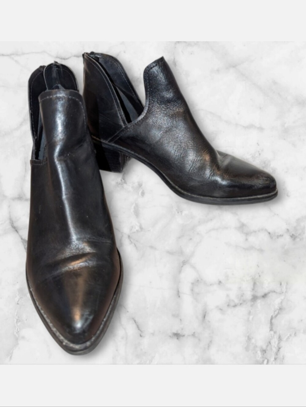 Blondo Waterproof Eliza Black Leather Ankle Boots, size 9